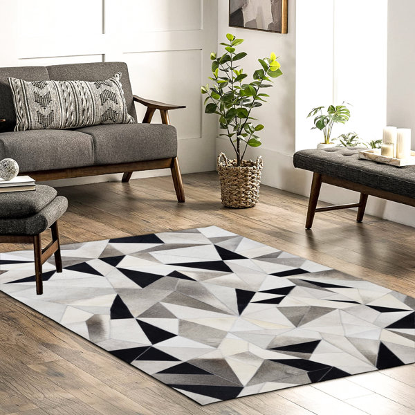 Corrigan Studio® Handmade Geometric Cowhide Leather Hide Area Rug Wayfair